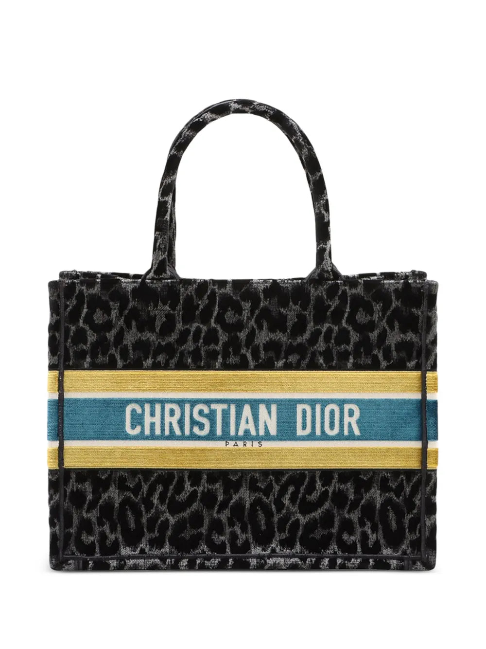 Pre-OwnedChristian Dior Pre-Owned2021-2025 Mizza Medium Embroidered Velvet Leopard Book tote bag