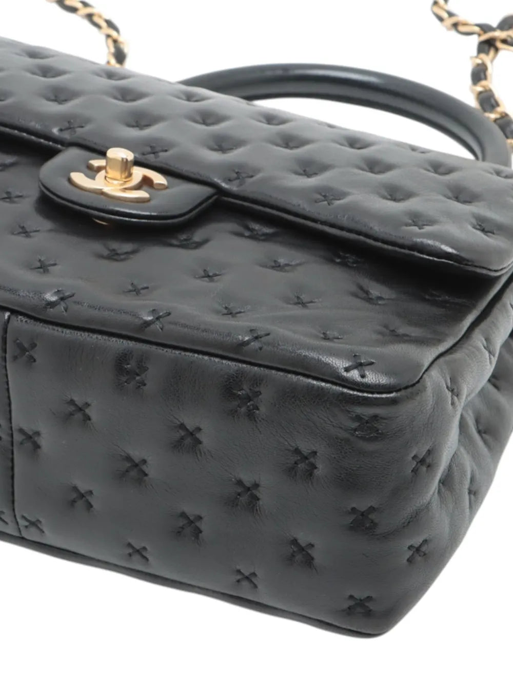 Pre-OwnedCHANEL Pre-Owned2016-2017 Small Lambskin Cross Stitch Coco Top Handle Bag satchel