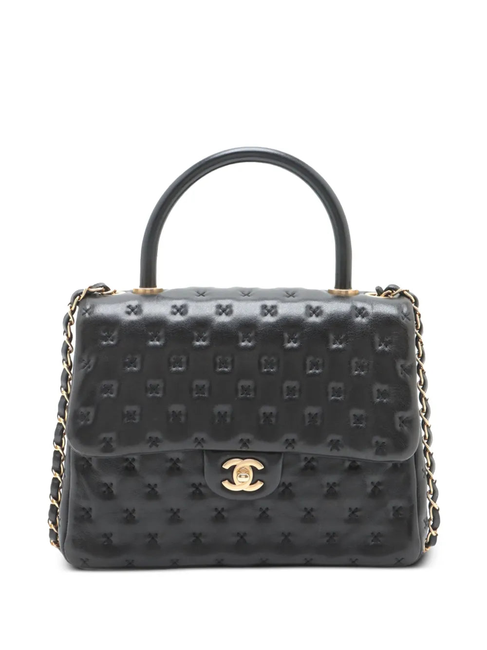 Pre-OwnedCHANEL Pre-Owned2016-2017 Small Lambskin Cross Stitch Coco Top Handle Bag satchel