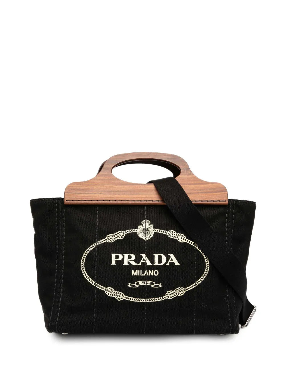 Pre-OwnedPrada Pre-Owned2013-2025 Canvas Wood Handle Canapa Logo satchel