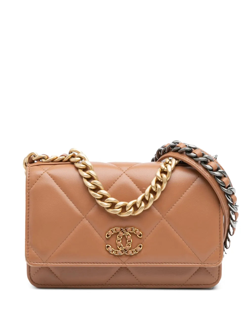 Pre-OwnedCHANEL Pre-Owned2021-2025 Quilted Lambskin 19 Wallet on Chain satchel