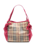 Pre-OwnedBurberry Pre-Owned2000-2017 Small Leather Trimmed Haymarket Check Coated Canvas Canterbury Bow tote bag