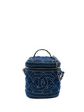 Pre-OwnedCHANEL Pre-Owned2019 CC Quilted Denim Trip Vanity Case with Chain satchel
