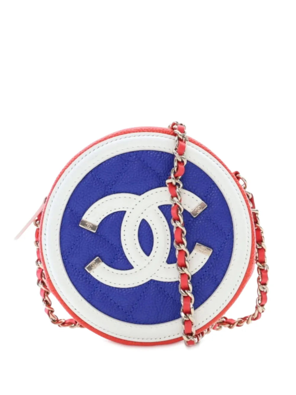 Pre-OwnedCHANEL Pre-Owned2019 Tricolor Caviar CC Filigree Round crossbody bag