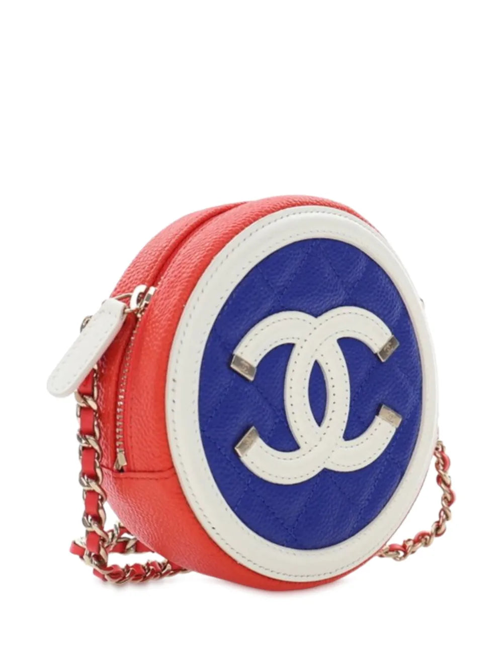 Pre-OwnedCHANEL Pre-Owned2019 Tricolor Caviar CC Filigree Round crossbody bag