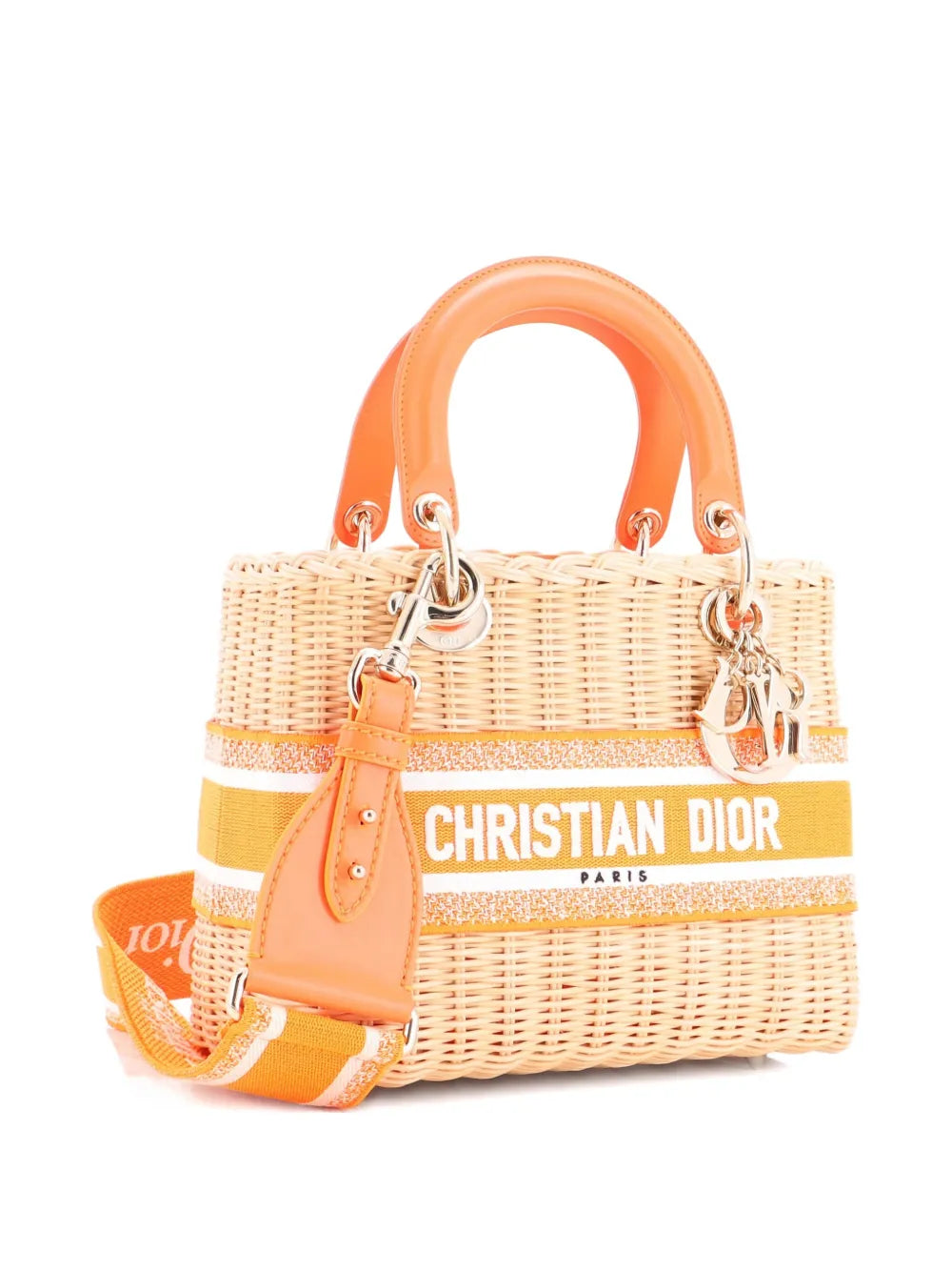 Pre-OwnedChristian Dior Pre-OwnedLady Dior Bag Wicker and Oblique Canvas Medium tote bag
