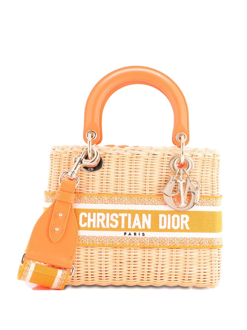 Pre-OwnedChristian Dior Pre-OwnedLady Dior Bag Wicker and Oblique Canvas Medium tote bag
