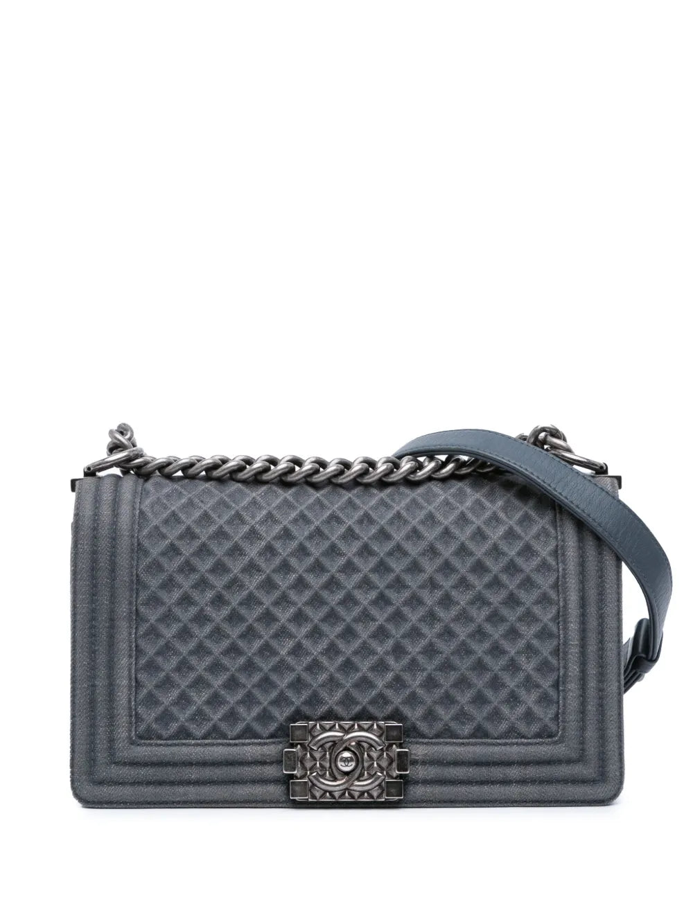Pre-OwnedCHANEL Pre-Owned2016-2017 Medium Embossed Denim Boy Flap crossbody bag