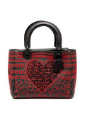 Pre-OwnedChristian Dior Pre-Owned2018 Medium Smooth Calfskin Embroidered Heart Playing Cards Lady Dior satchel