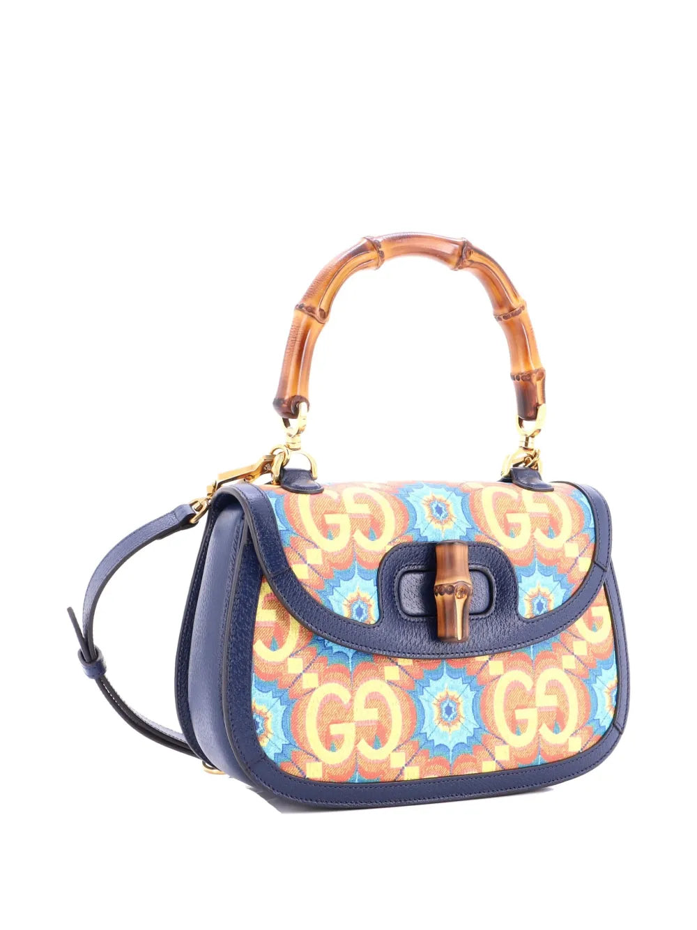 Pre-OwnedGucci Pre-OwnedBamboo 1947 Top Handle Bag Kaleidoscope Print GG Coated Canvas Medium crossbody bag