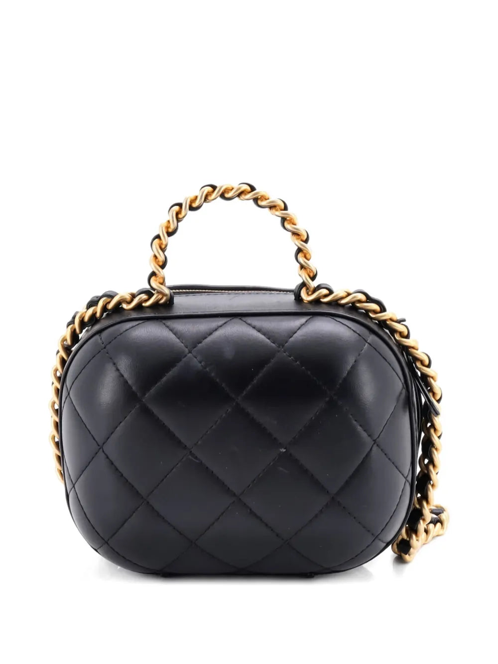 Pre-OwnedCHANEL Pre-OwnedCC Bubble Top Handle Vanity Case with Chain Quilted Lambskin Small satchel