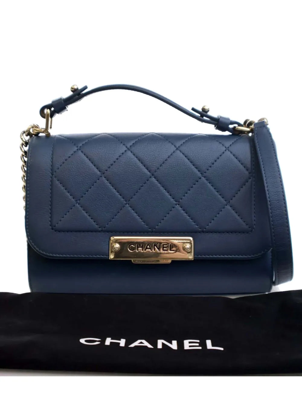Pre-OwnedCHANEL Pre-Owned2016-2017 Small Quilted Grained Calfskin Label Click Flap satchel
