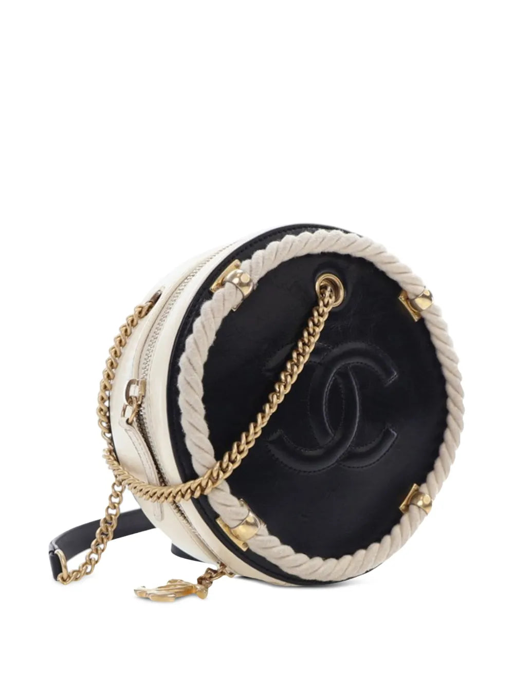 Pre-OwnedCHANEL Pre-Owned2019 Crumpled Calfskin En Vogue Round Bag satchel