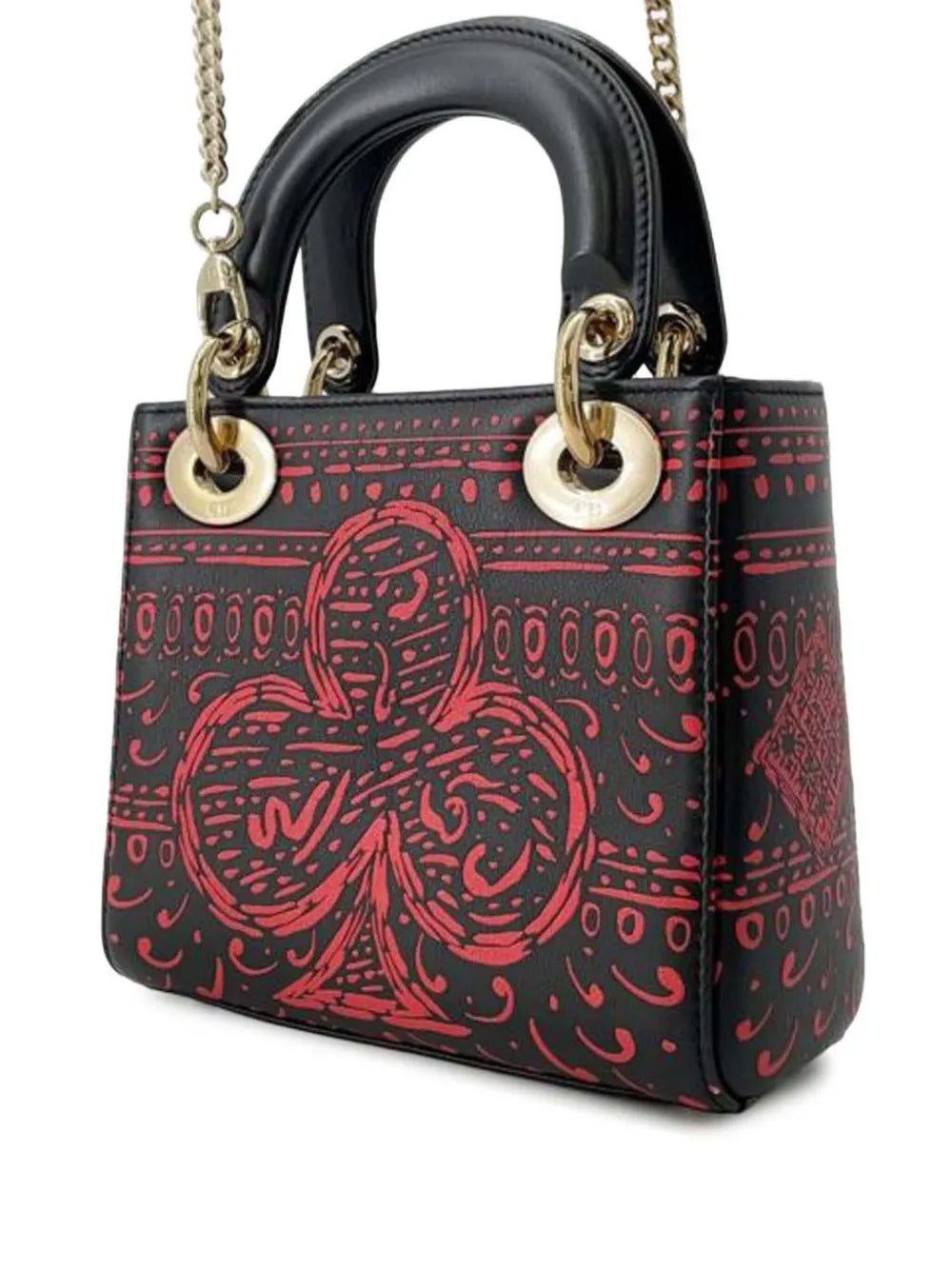 Pre-OwnedChristian Dior Pre-Owned2015-2025 Mini Smooth Calfskin Painted Heart Clover Lady Dior satchel
