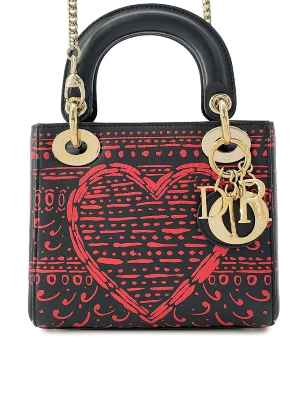 Pre-OwnedChristian Dior Pre-Owned2015-2025 Mini Smooth Calfskin Painted Heart Clover Lady Dior satchel