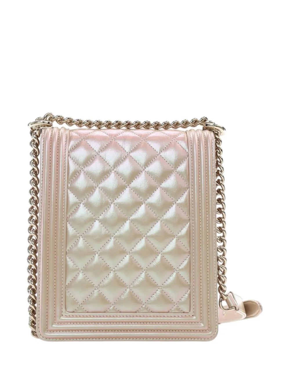 Pre-OwnedCHANEL Pre-Owned2019 Quilted Iridescent Calfskin North South Boy Flap crossbody bag