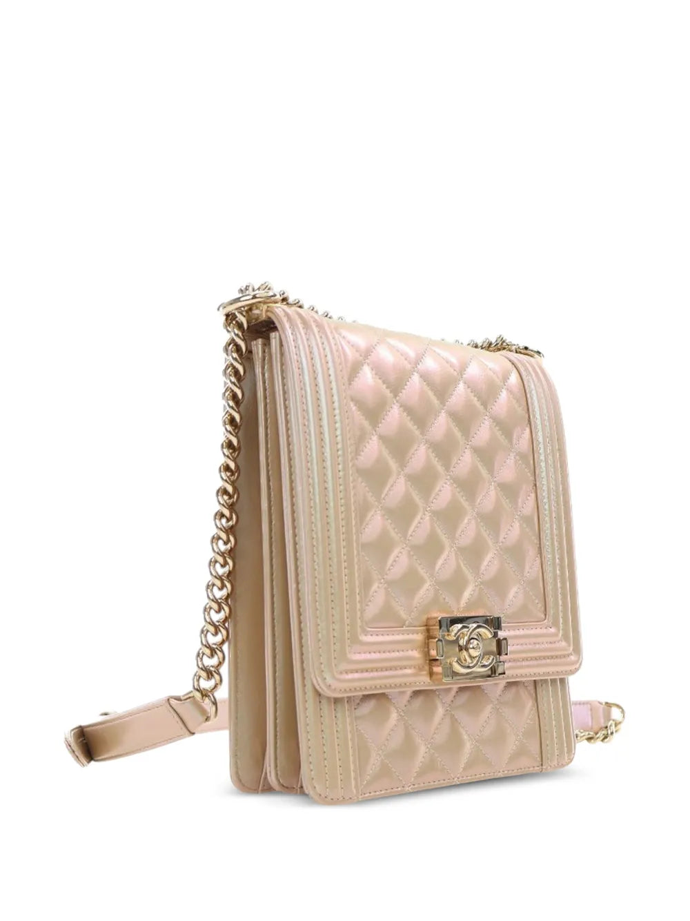 Pre-OwnedCHANEL Pre-Owned2019 Quilted Iridescent Calfskin North South Boy Flap crossbody bag