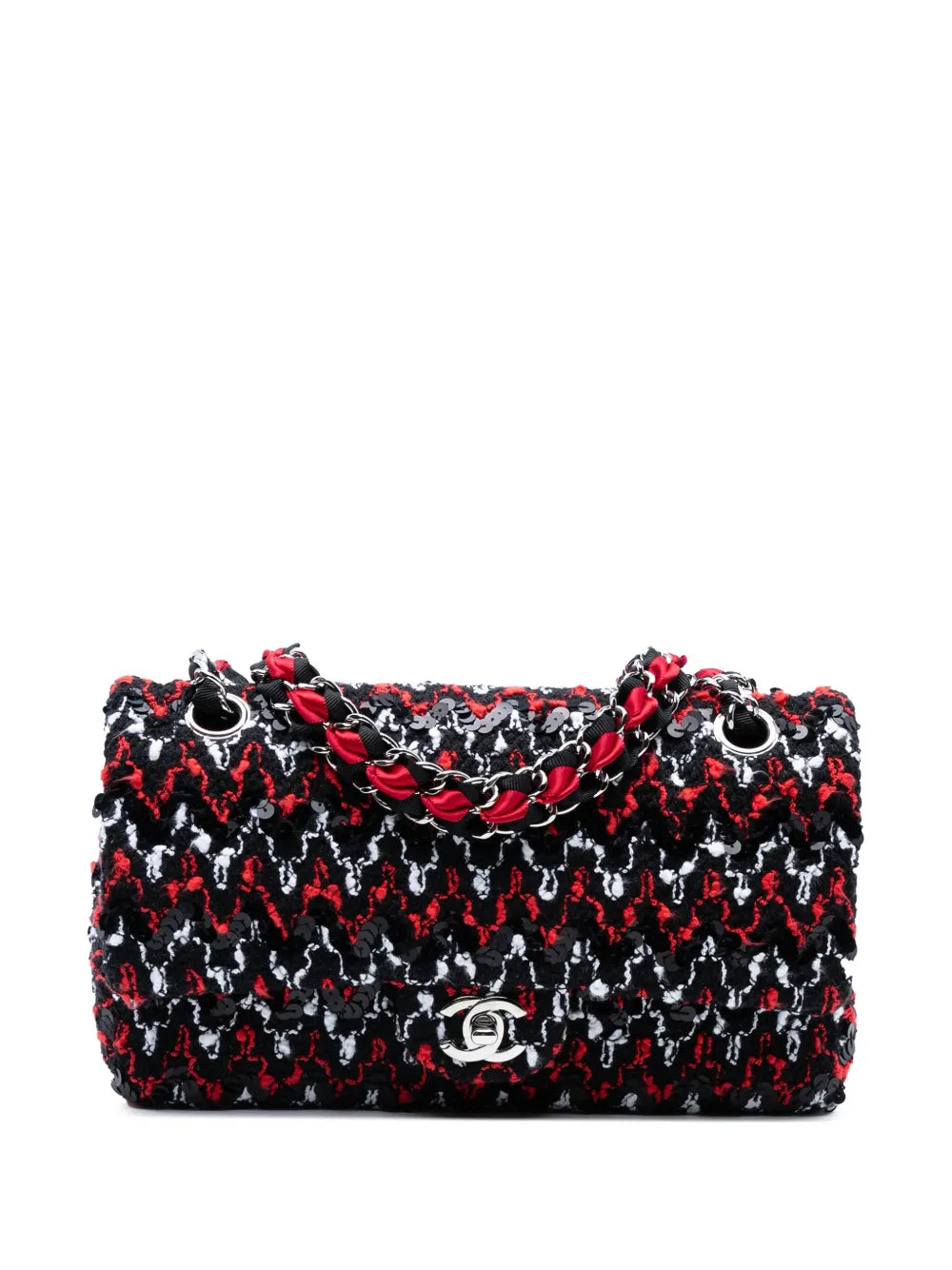 Pre-OwnedCHANEL Pre-Owned2009-2010 Medium Classic Sequined Tweed Double Flap shoulder bag