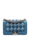 Pre-OwnedCHANEL Pre-Owned2019 Old Medium Pleated Denim Boy Flap crossbody bag