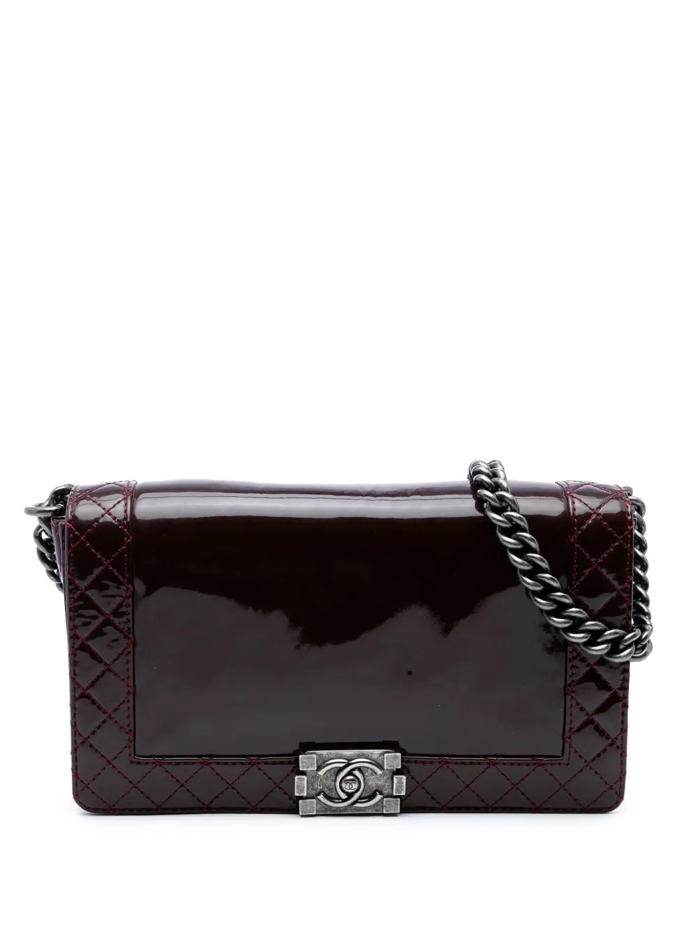 Pre-OwnedCHANEL Pre-Owned2013-2014 Medium Patent Boy Reverso Flap crossbody bag