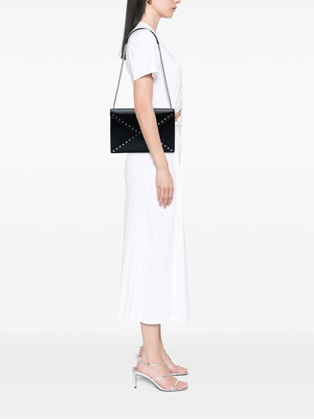 Pre-OwnedSaint Laurent Pre-Owned2021 Quilted Lambskin Studded Monogram Gaby shoulder bag