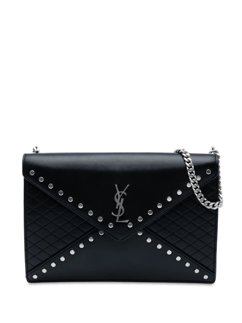 Pre-OwnedSaint Laurent Pre-Owned2021 Quilted Lambskin Studded Monogram Gaby shoulder bag