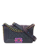 Pre-OwnedCHANEL Pre-Owned2015-2016 Small Quilted Iridescent Goatskin Boy Flap crossbody bag