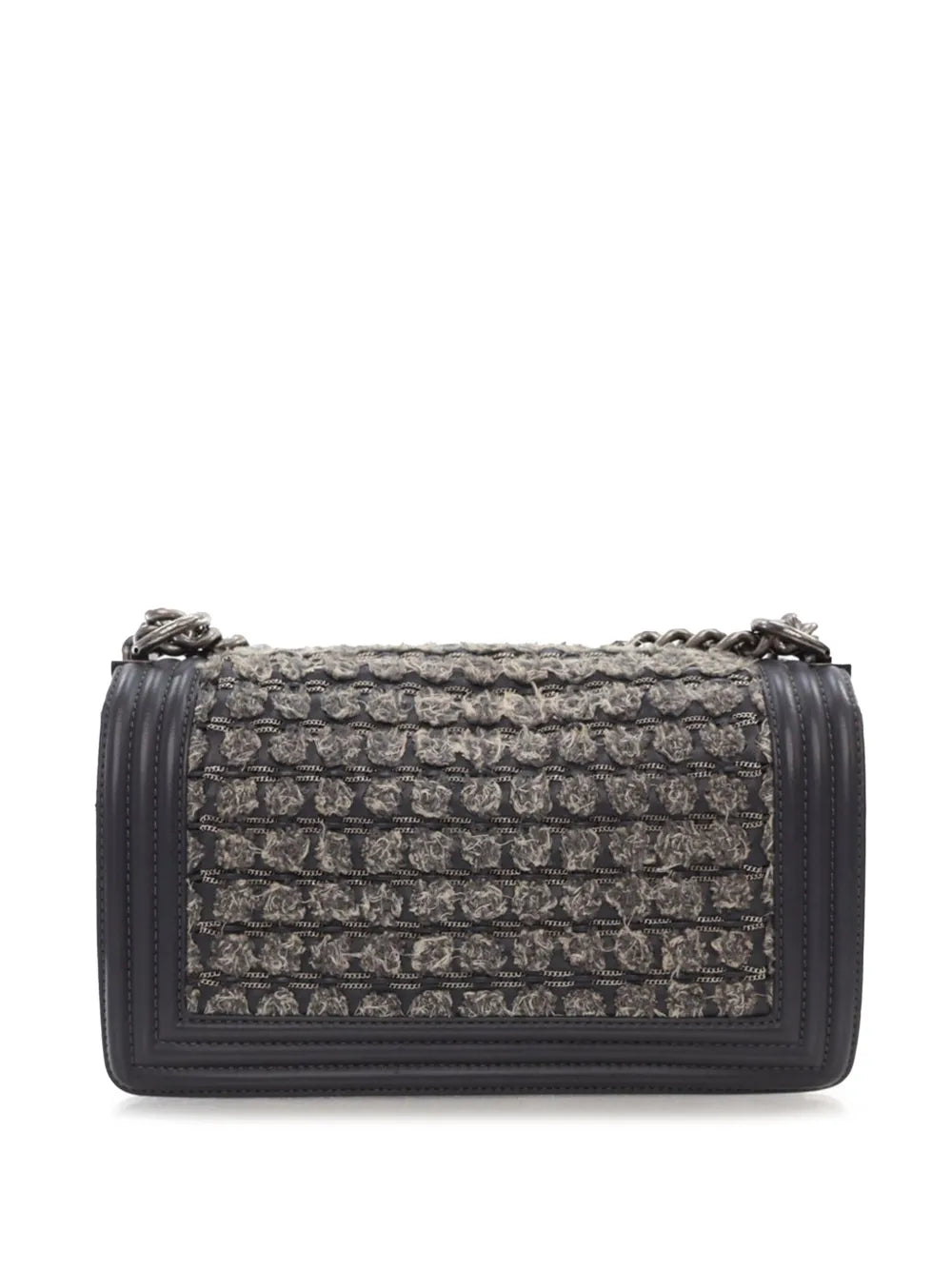 Pre-OwnedCHANEL Pre-Owned2016-2017 Old Medium Braided Tweed and Calfskin Boy Flap crossbody bag