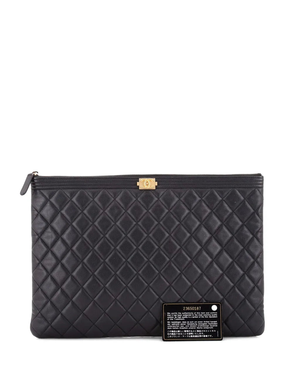 Pre-OwnedCHANEL Pre-OwnedBoy O Case Quilted Caviar Large clutch bag