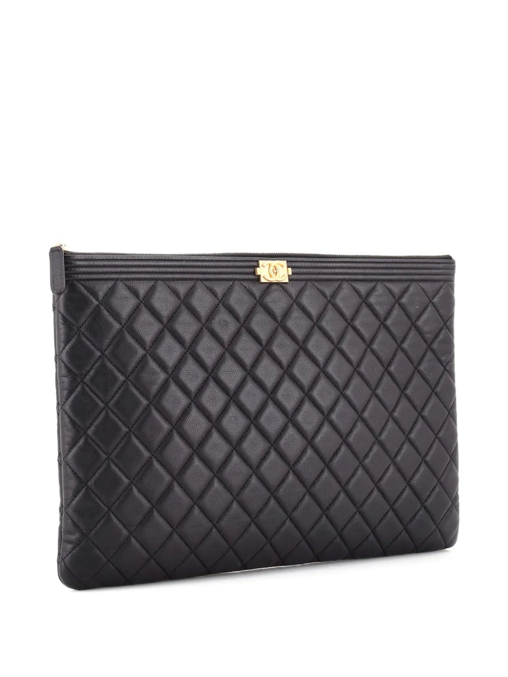 Pre-OwnedCHANEL Pre-OwnedBoy O Case Quilted Caviar Large clutch bag