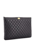 Pre-OwnedCHANEL Pre-OwnedBoy O Case Quilted Caviar Large clutch bag