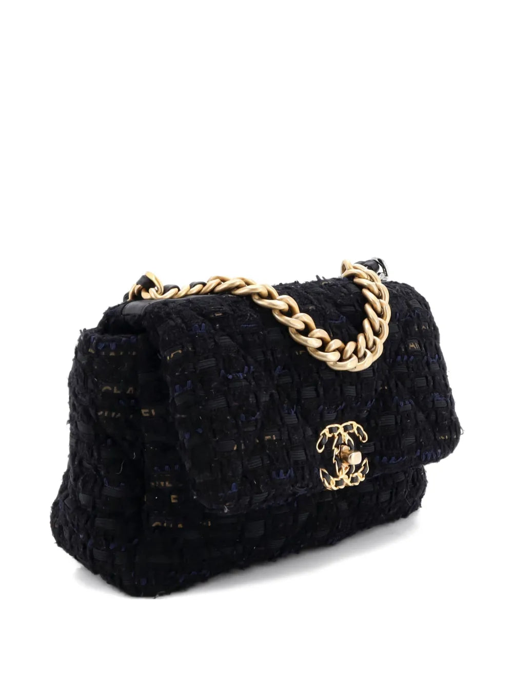 Pre-OwnedCHANEL Pre-Owned19 Flap Bag Quilted Tweed and Ribbon Medium shoulder bag