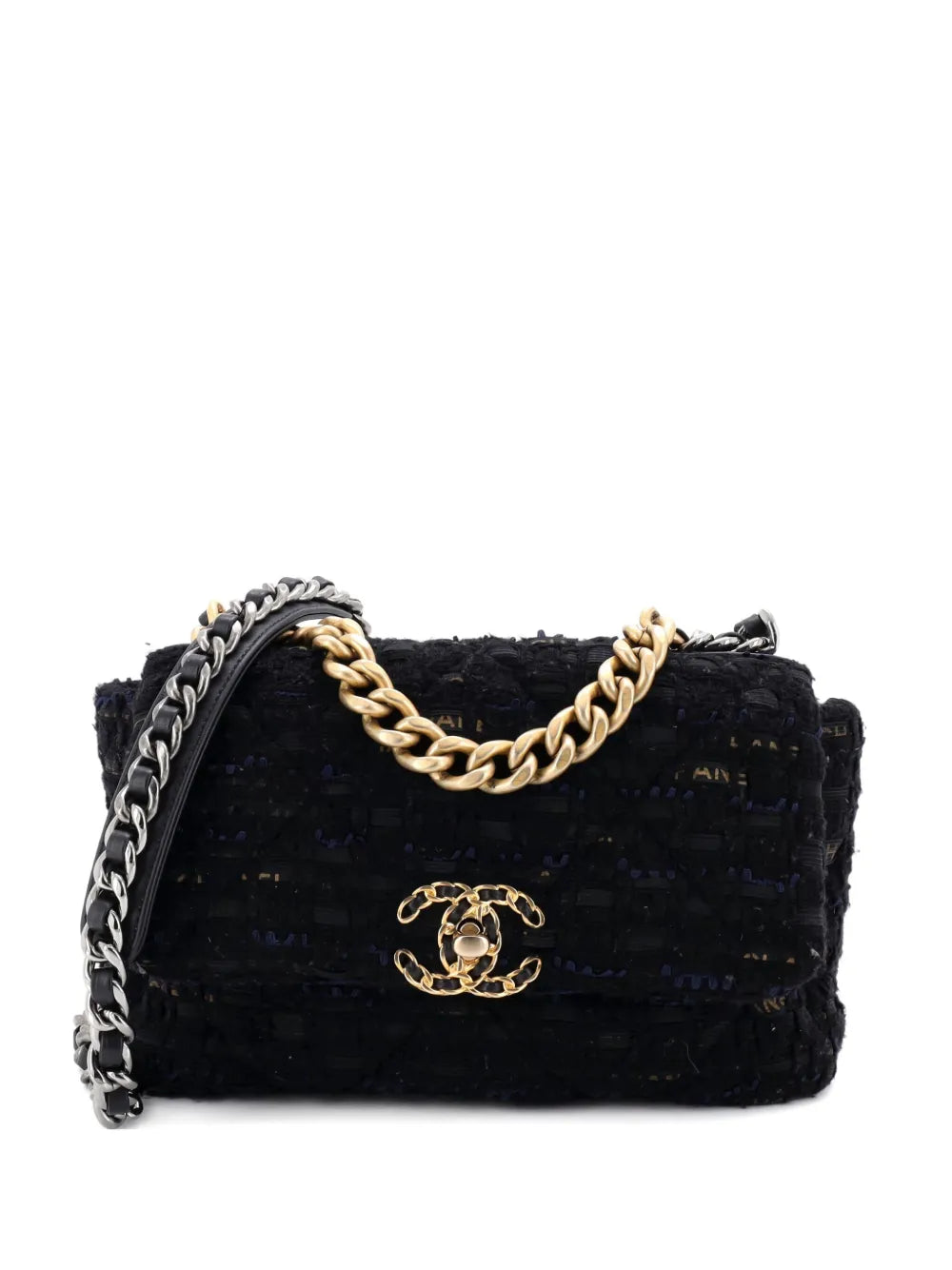 Pre-OwnedCHANEL Pre-Owned19 Flap Bag Quilted Tweed and Ribbon Medium shoulder bag