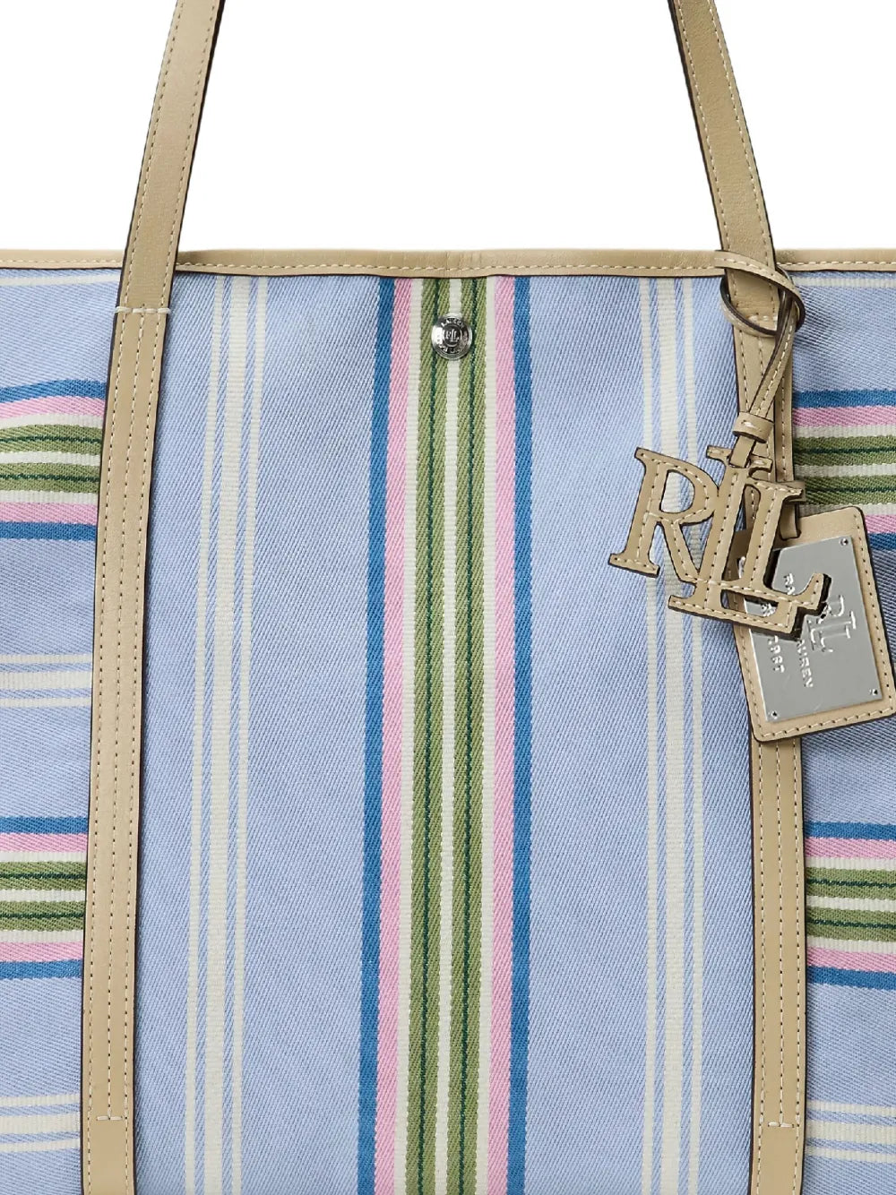 Lauren Ralph Laurenstriped-pattern logo-charm tote bag