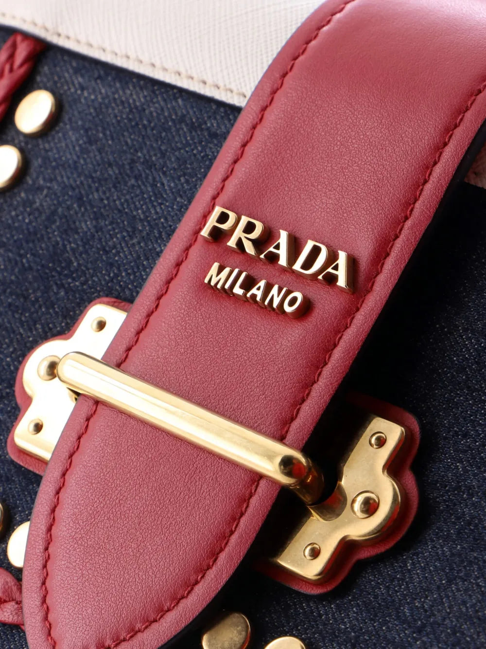 Pre-OwnedPrada Pre-OwnedCahier Embellished Denim and Leather Small crossbody bag