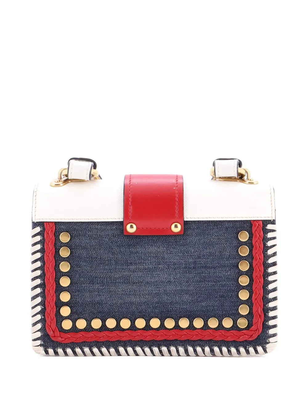 Pre-OwnedPrada Pre-OwnedCahier Embellished Denim and Leather Small crossbody bag