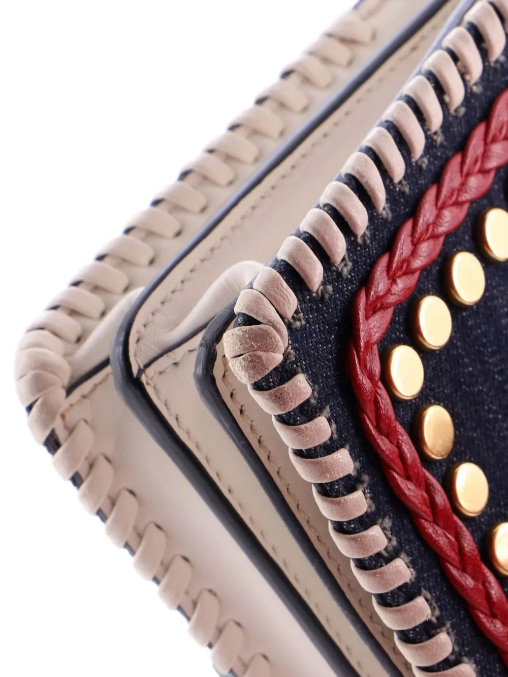 Pre-OwnedPrada Pre-OwnedCahier Embellished Denim and Leather Small crossbody bag