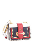 Pre-OwnedPrada Pre-OwnedCahier Embellished Denim and Leather Small crossbody bag