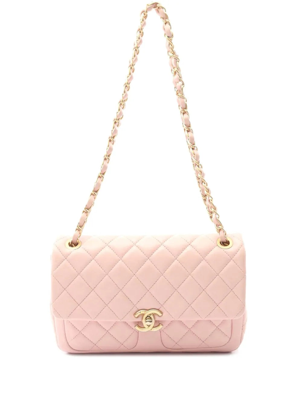 Pre-OwnedCHANEL Pre-Owned2021-2025 CC Quilted Lambskin Front Pocket Single Flap shoulder bag