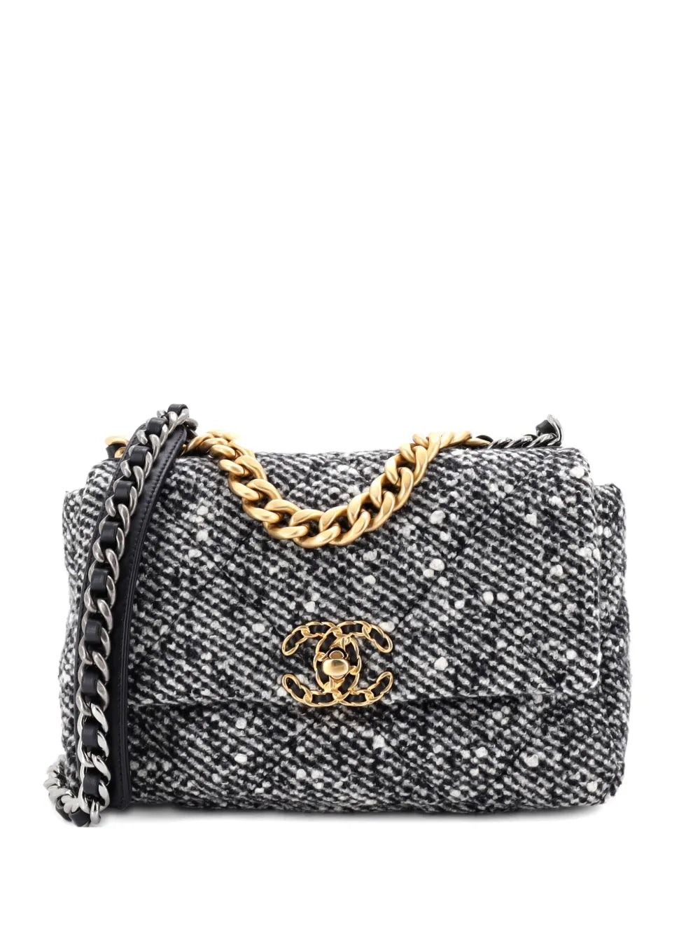 Pre-OwnedCHANEL Pre-Owned19 Flap Bag Quilted Tweed Medium crossbody bag