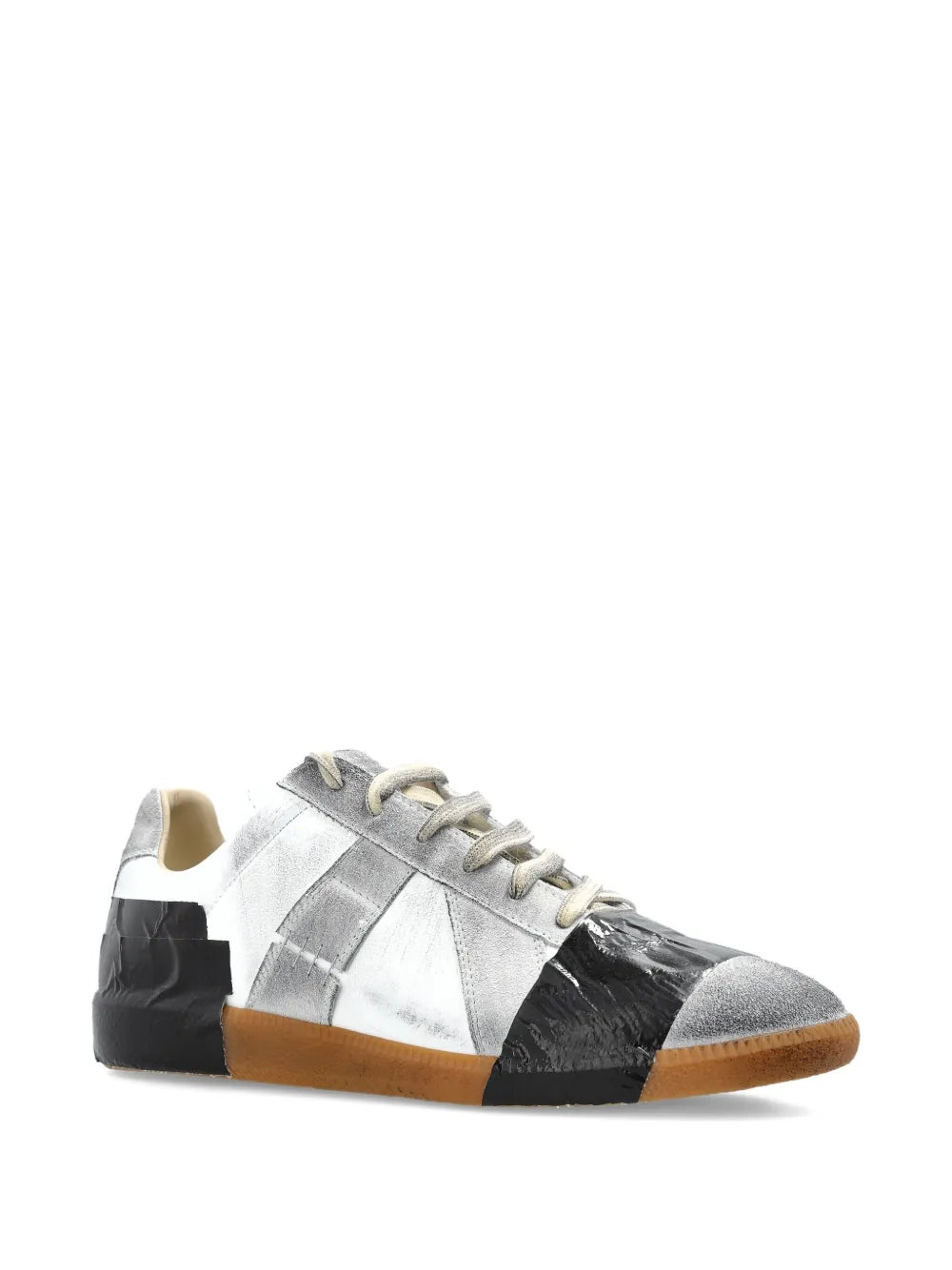 Maison Margiela Weathering-Effect Panelled Lace-Up Sneakers