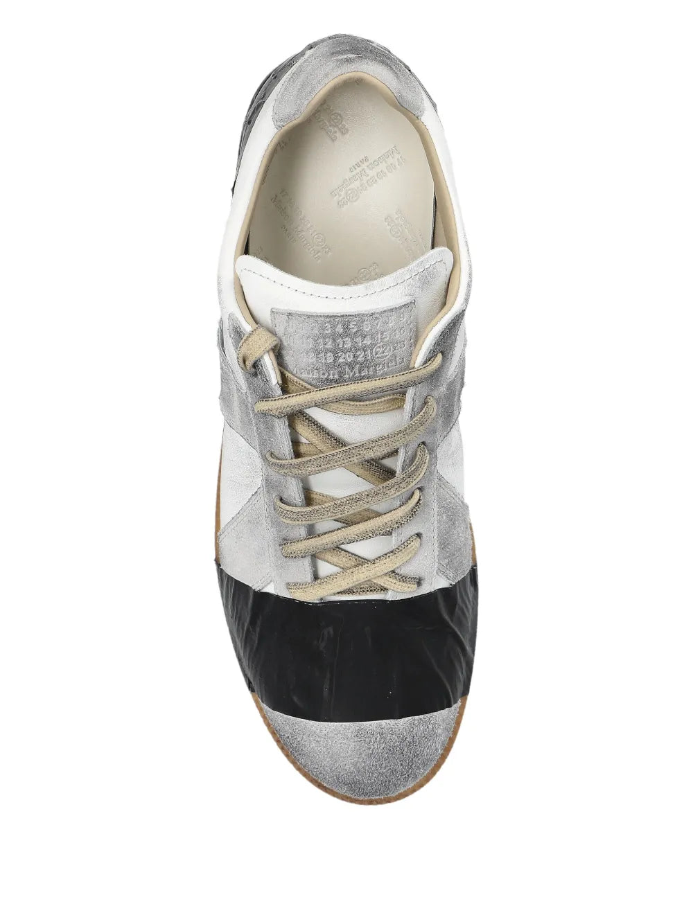 Maison Margiela Weathering-Effect Panelled Lace-Up Sneakers