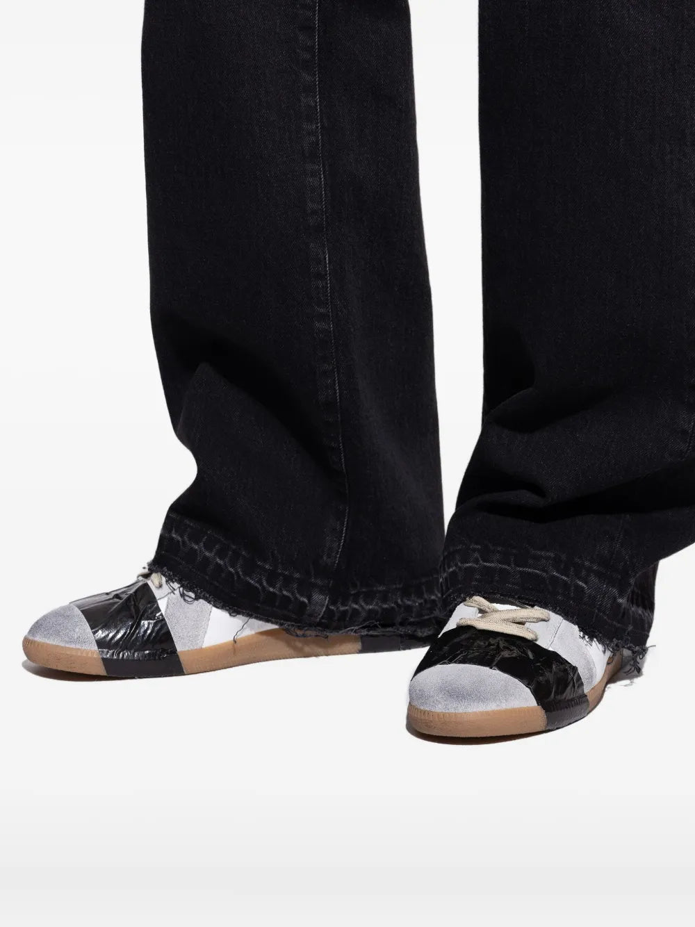 Maison Margiela Weathering-Effect Panelled Lace-Up Sneakers