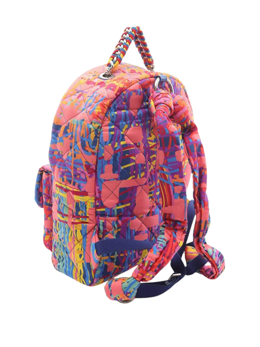 Pre-OwnedCHANEL Pre-Owned2018 Quilted and Printed Nylon Foulard backpack