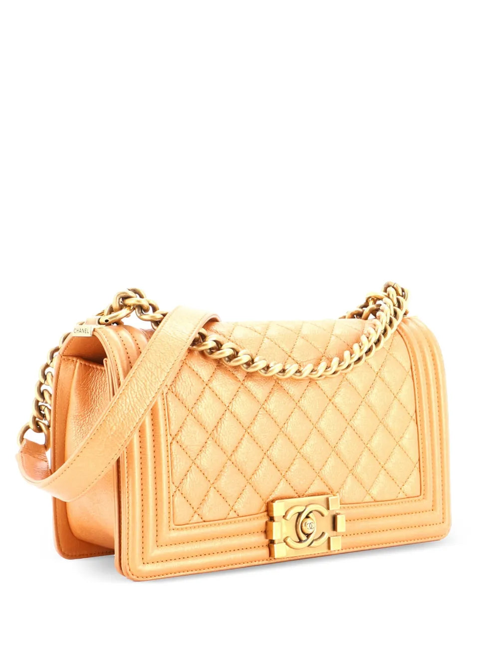 Pre-OwnedCHANEL Pre-OwnedBoy Flap Bag Quilted Metallic Calfskin Old Medium shoulder bag