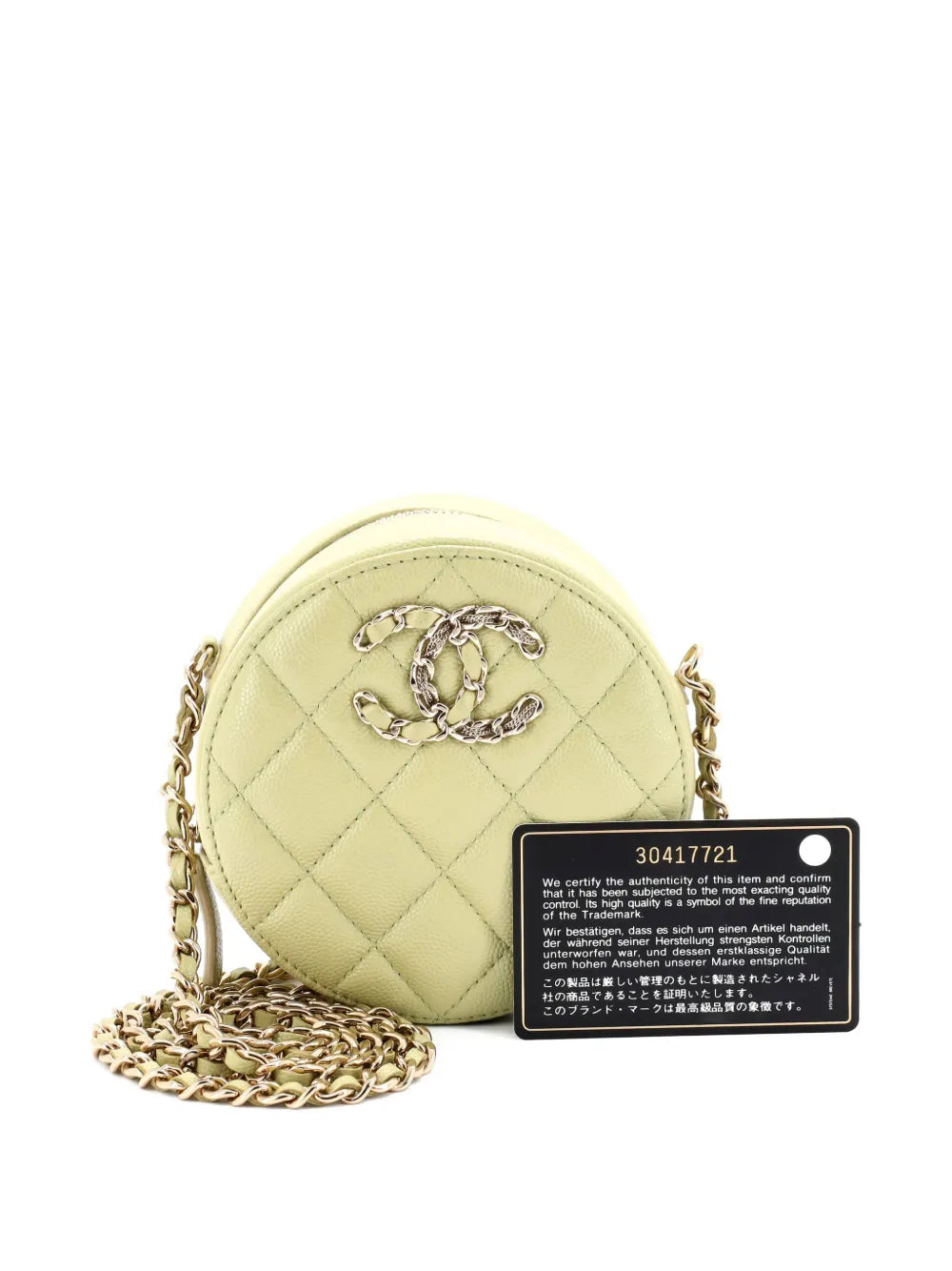 Pre-OwnedCHANEL Pre-OwnedFrench New Wave Round Clutch with Chain Quilted Caviar crossbody bag