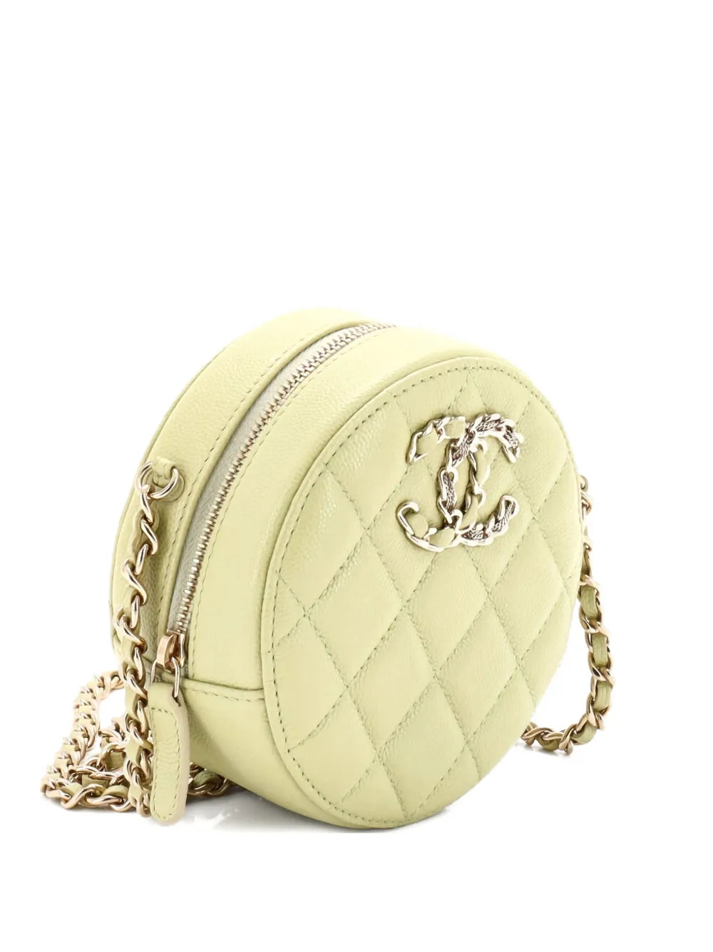 Pre-OwnedCHANEL Pre-OwnedFrench New Wave Round Clutch with Chain Quilted Caviar crossbody bag