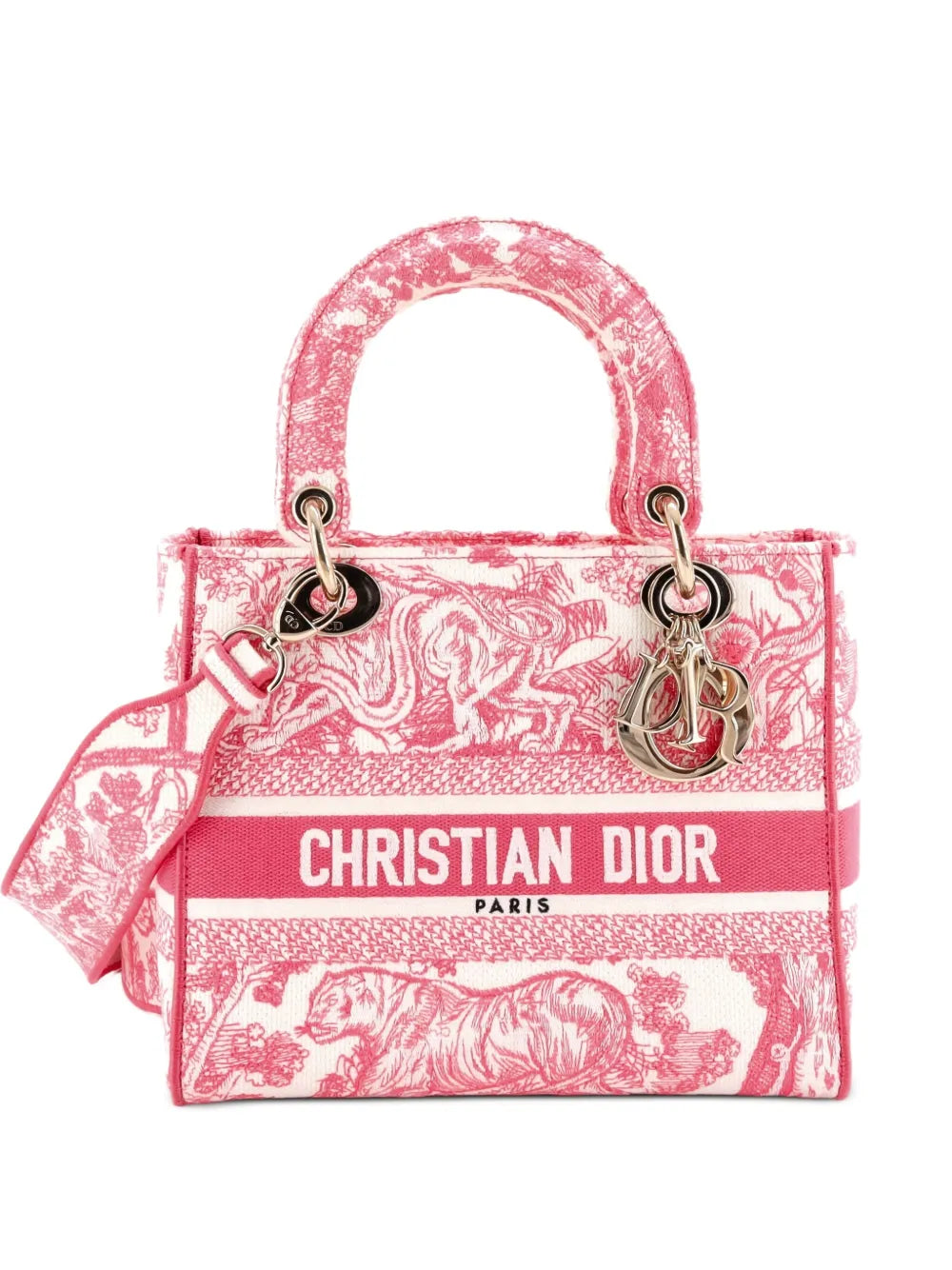 Pre-OwnedChristian Dior Pre-OwnedToile de Jouy Lady D-Lite Bag Embroidered Canvas tote bag