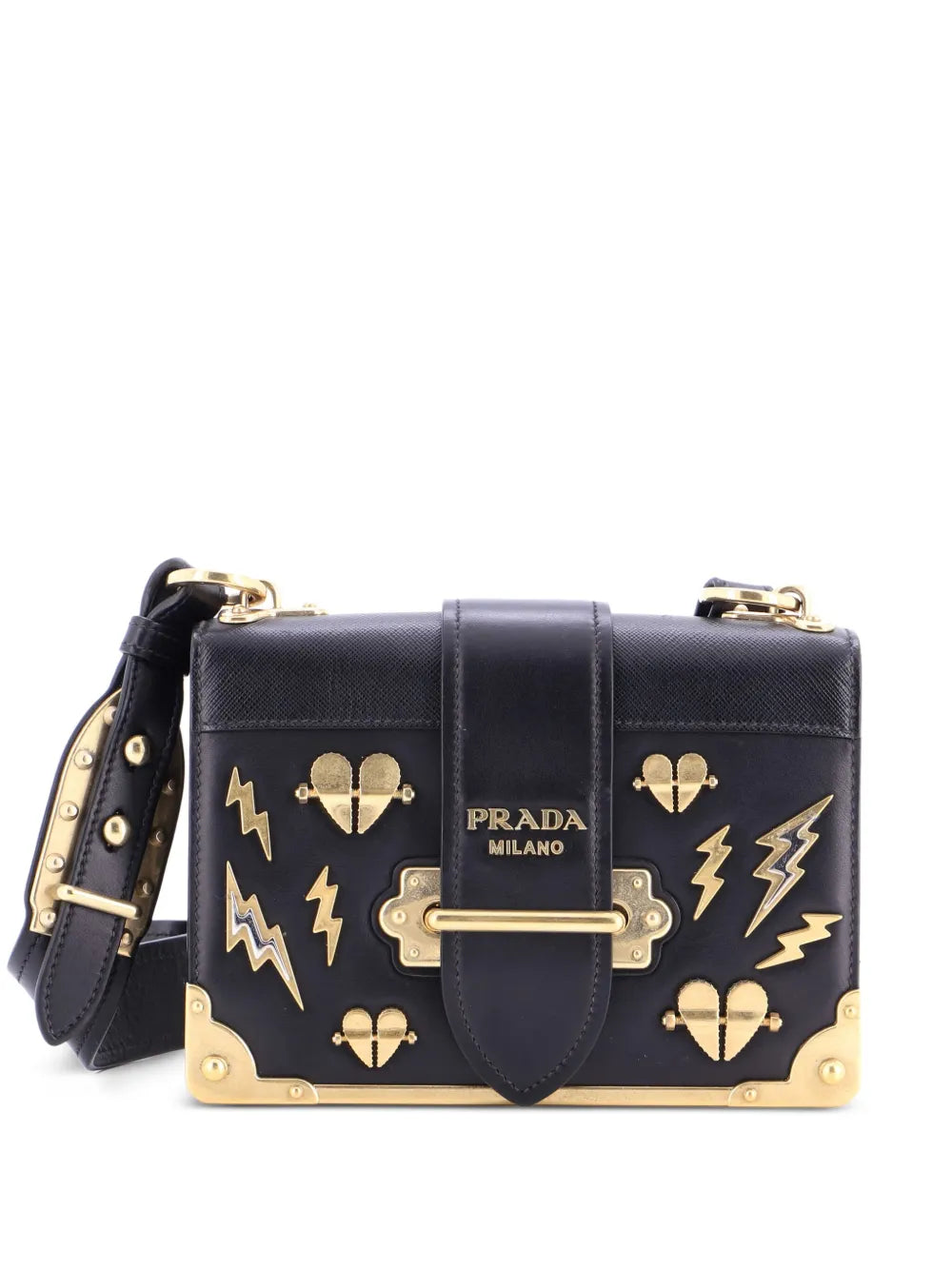 Pre-OwnedPrada Pre-OwnedCahier Embellished Leather Small crossbody bag