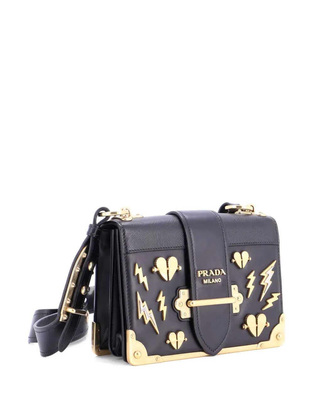 Pre-OwnedPrada Pre-OwnedCahier Embellished Leather Small crossbody bag